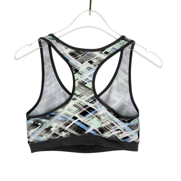 Y2k So Pastel Blue & Gray Swirly Geometric Sports Bra Small - Picture 4 of 6